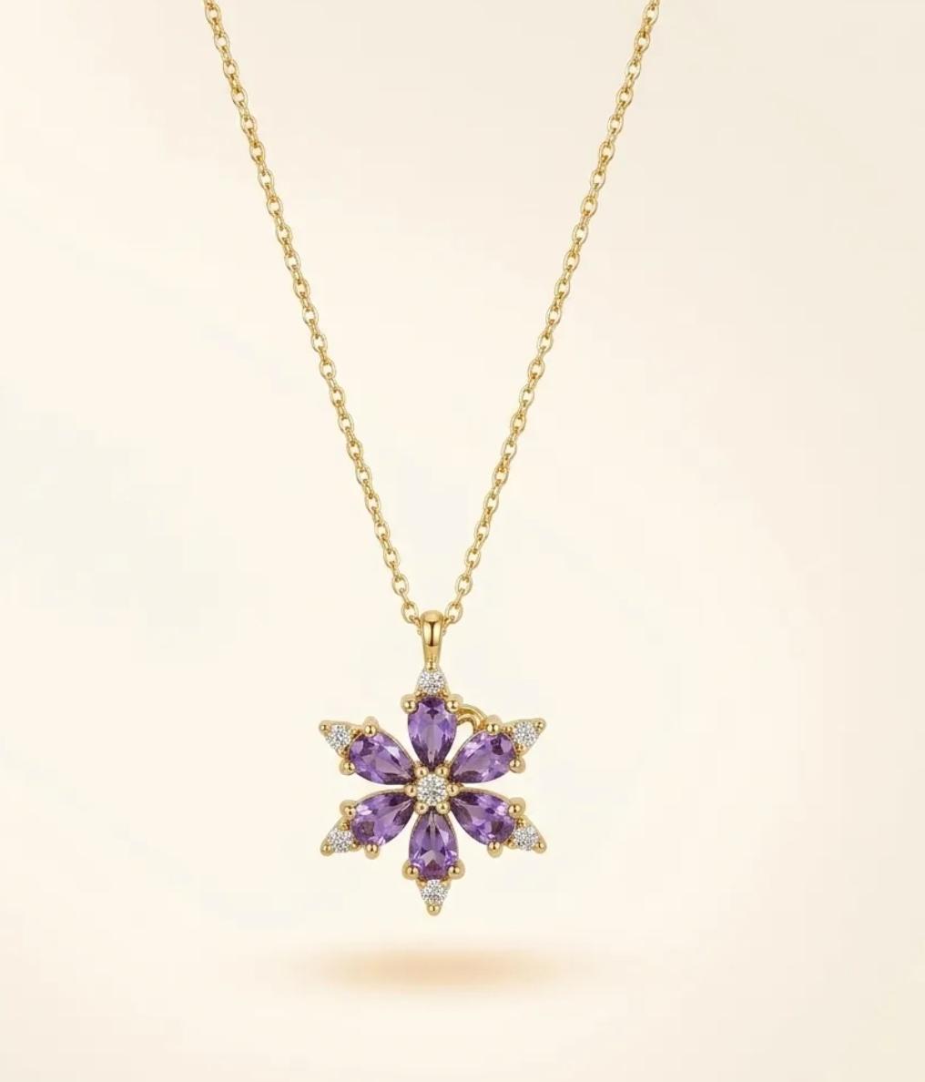 Gold Mor Zirkon Taşlı Kolye